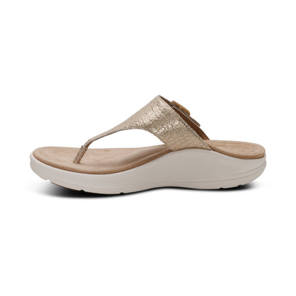 Aetrex Donna Adjustable Thong Sandal - Champagne