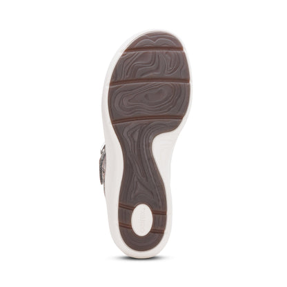 Aetrex Donna Adjustable Thong Sandal - Pewter Metallic