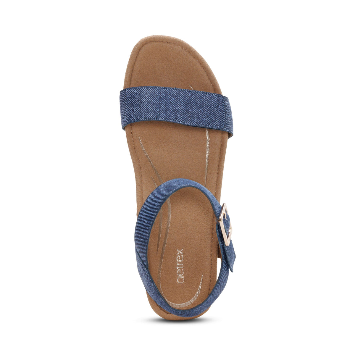 Aetrex Sydney Quarter Strap Espadrille Wedge - Denim