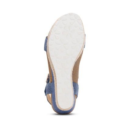Aetrex Sydney Quarter Strap Espadrille Wedge - Denim