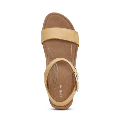 Aetrex Sydney Quarter Strap Espadrille Wedge - Butter