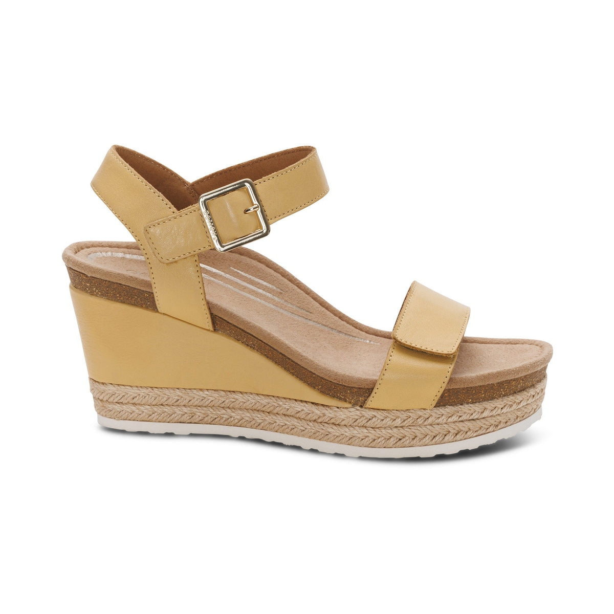 Aetrex Sydney Quarter Strap Espadrille Wedge - Butter