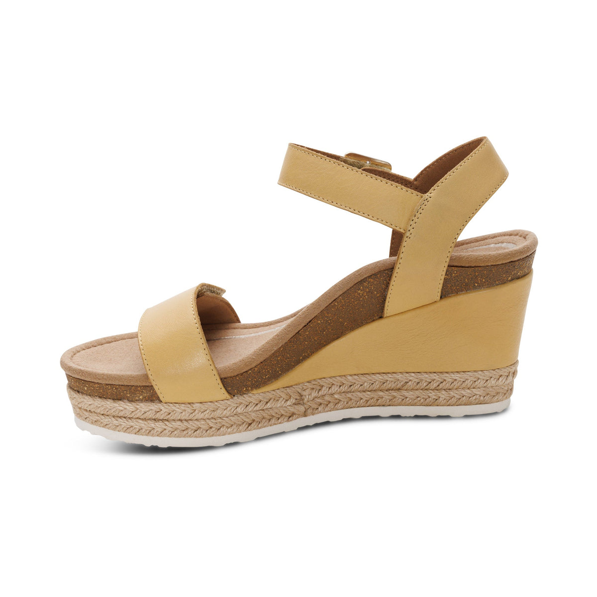 Aetrex Sydney Quarter Strap Espadrille Wedge - Butter