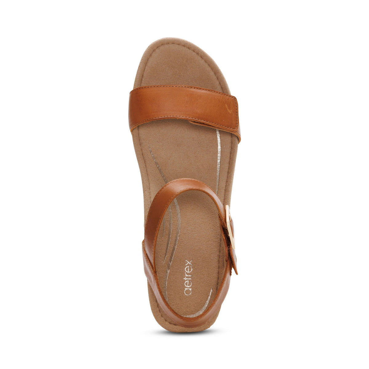 Aetrex Sydney Quarter Strap Espadrille Wedge - Cognac