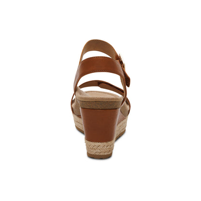 Aetrex Sydney Quarter Strap Espadrille Wedge - Cognac