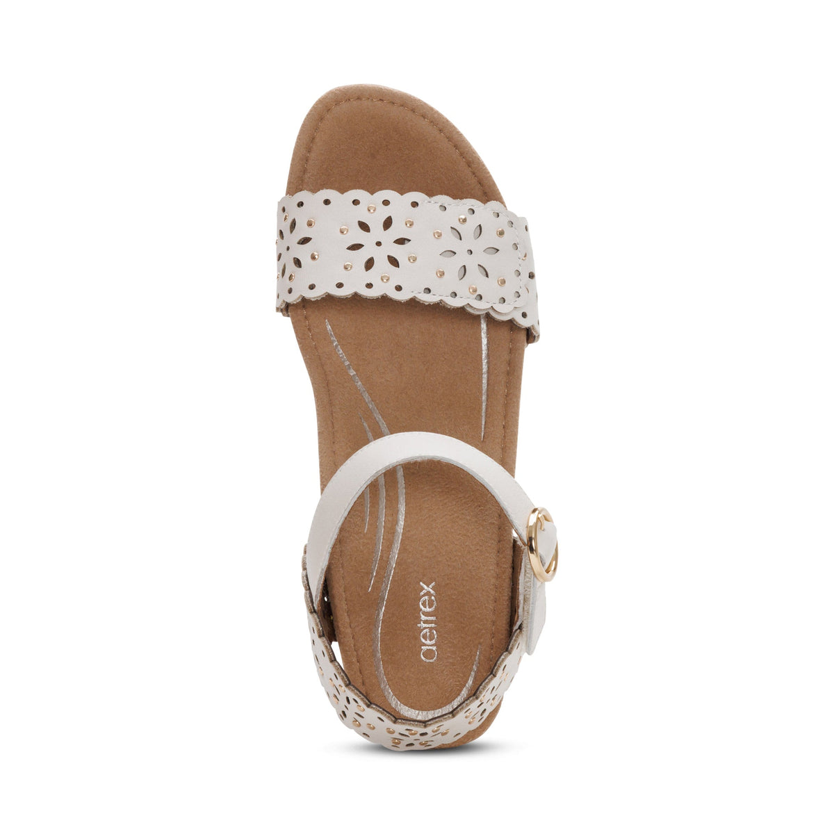 Aetrex Sydney Quarter Strap Espadrille Wedge - Ivory Cutout