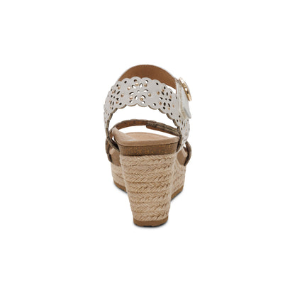 Aetrex Sydney Quarter Strap Espadrille Wedge - Ivory Cutout