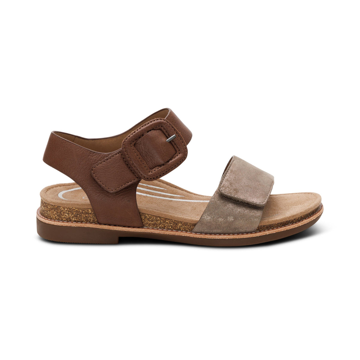 Aetrex Claire Quarter Strap Sandal - Taupe Multi