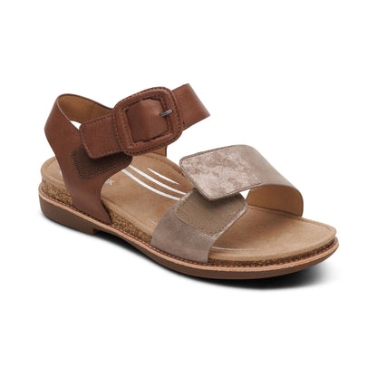 Aetrex Claire Quarter Strap Sandal - Taupe Multi