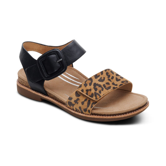 Aetrex Claire Quarter Strap Sandal - Leopard