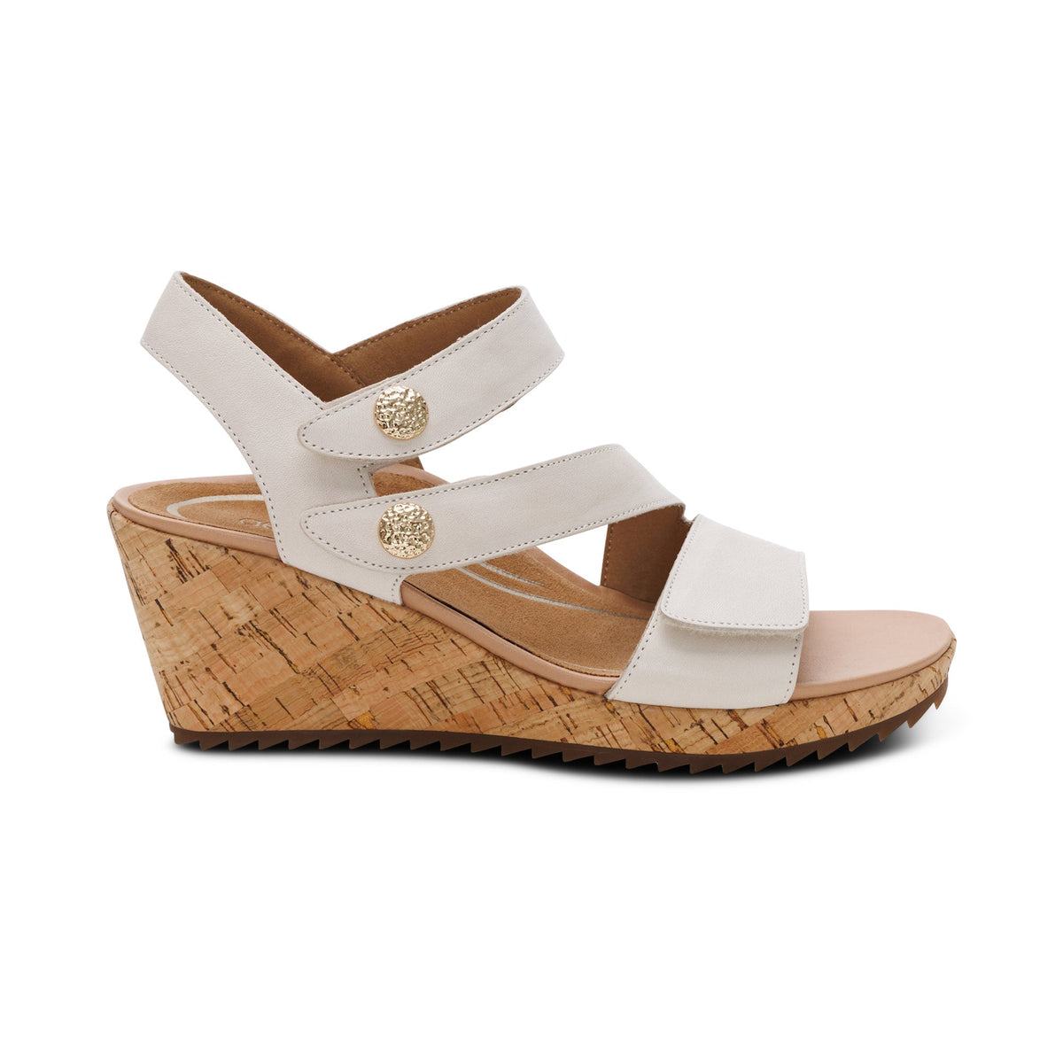 Aetrex Madelyn Quarter Strap Wedge  - Off White