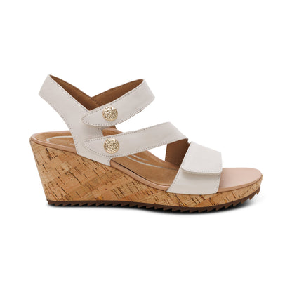 Aetrex Madelyn Quarter Strap Wedge  - Off White