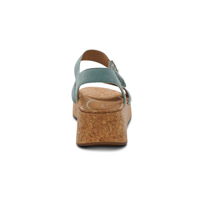Aetrex Flora Adjustable Quarter Strap Wedge  - Sage