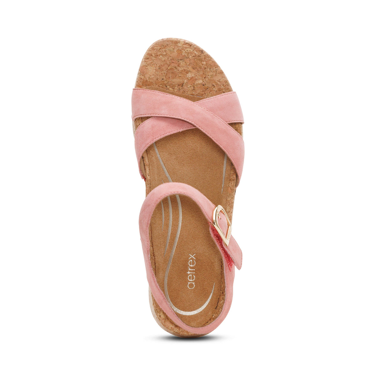 Aetrex Flora Adjustable Quarter Strap Wedge  - Antique Rose