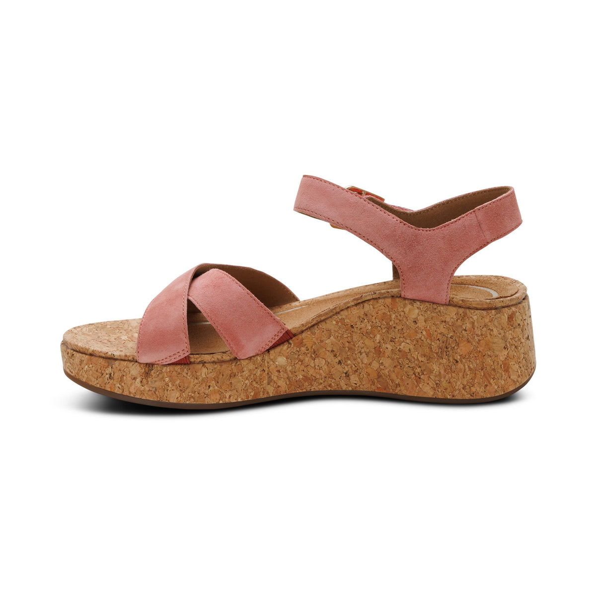 Aetrex Flora Adjustable Quarter Strap Wedge  - Antique Rose