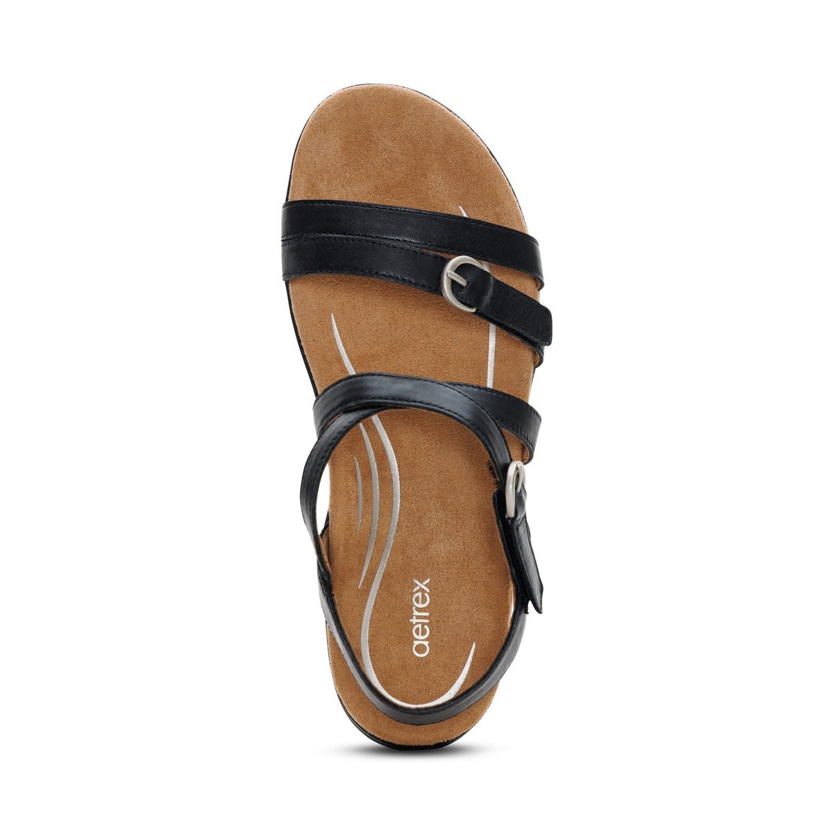 Aetrex Hadley Adjustable Quarter Strap Sandal - Black