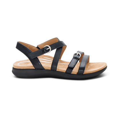 Aetrex Hadley Adjustable Quarter Strap Sandal - Black