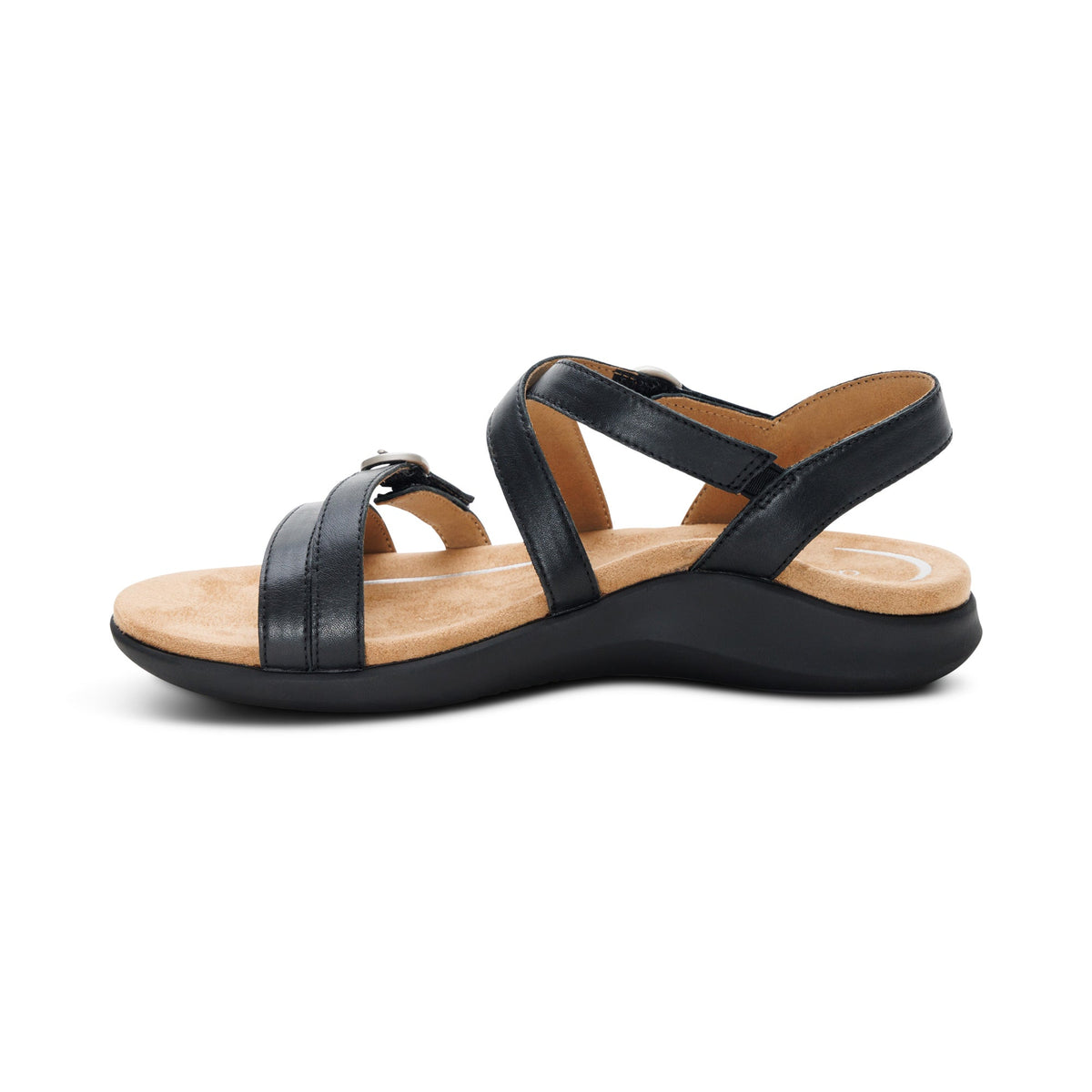 Aetrex Hadley Adjustable Quarter Strap Sandal - Black