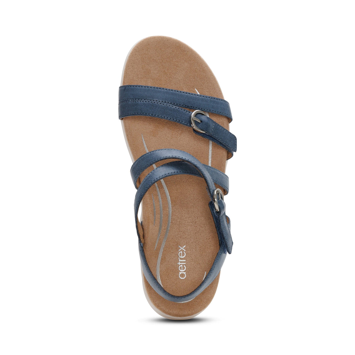 Aetrex Hadley Adjustable Quarter Strap Sandal - Hazy Blue