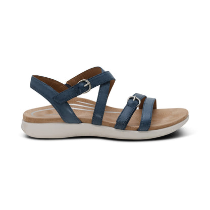 Aetrex Hadley Adjustable Quarter Strap Sandal - Hazy Blue