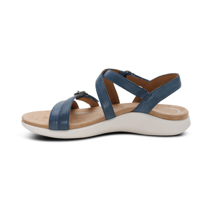 Aetrex Hadley Adjustable Quarter Strap Sandal - Hazy Blue