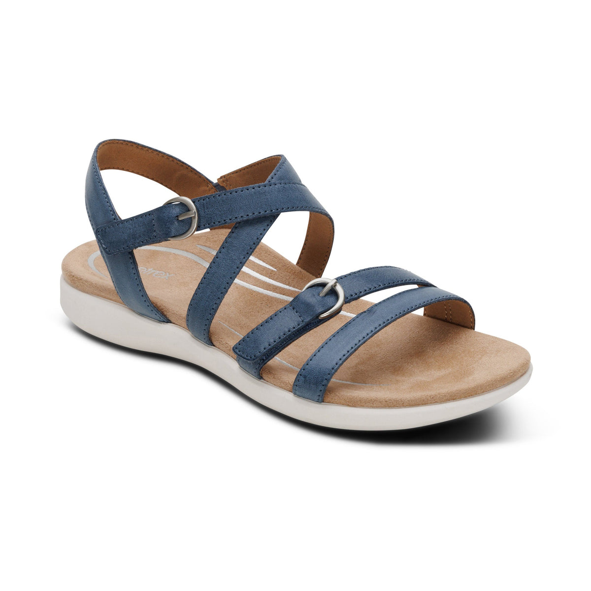 Aetrex Hadley Adjustable Quarter Strap Sandal - Hazy Blue