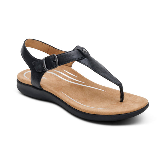 Aetrex Tracey Adjustable Thong Sandal - Black