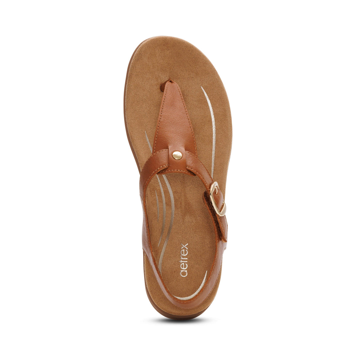Aetrex Tracey Adjustable Thong Sandal - Cognac