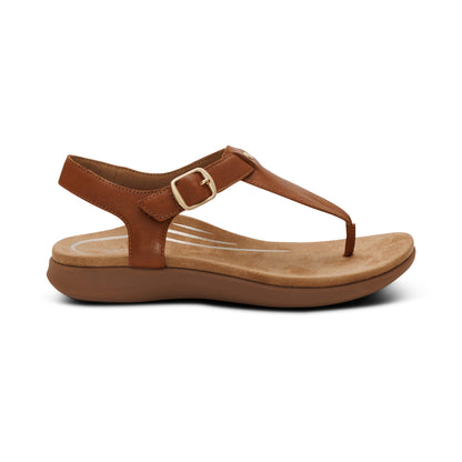 Aetrex Tracey Adjustable Thong Sandal - Cognac