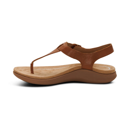 Aetrex Tracey Adjustable Thong Sandal - Cognac