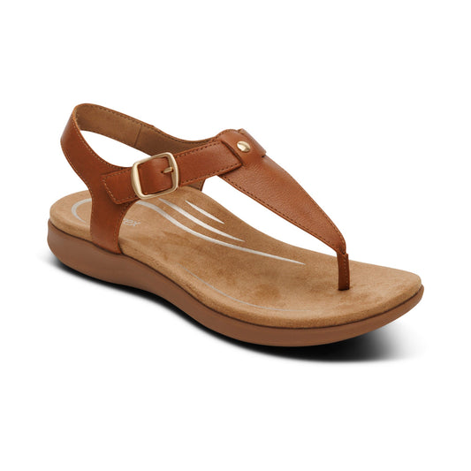 Aetrex Tracey Adjustable Thong Sandal - Cognac
