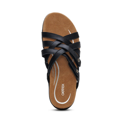 Aetrex Kasey Adjustable Slide Sandal - Black