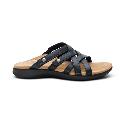 Aetrex Kasey Adjustable Slide Sandal - Black