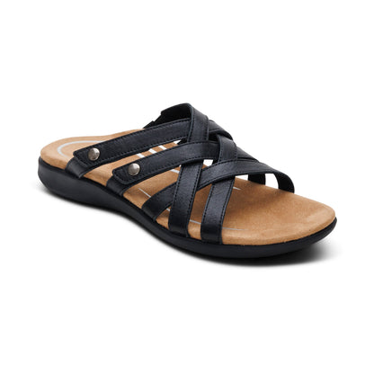 Aetrex Kasey Adjustable Slide Sandal - Black
