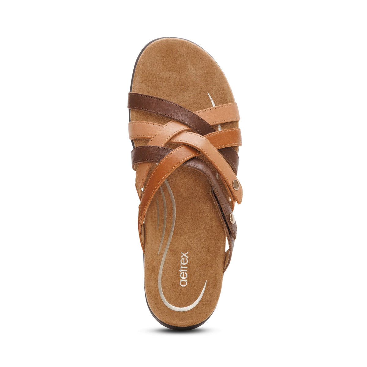 Aetrex Kasey Adjustable Slide Sandal - Tan Multi
