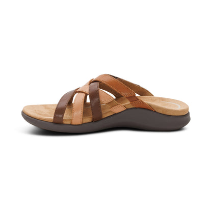 Aetrex Kasey Adjustable Slide Sandal - Tan Multi