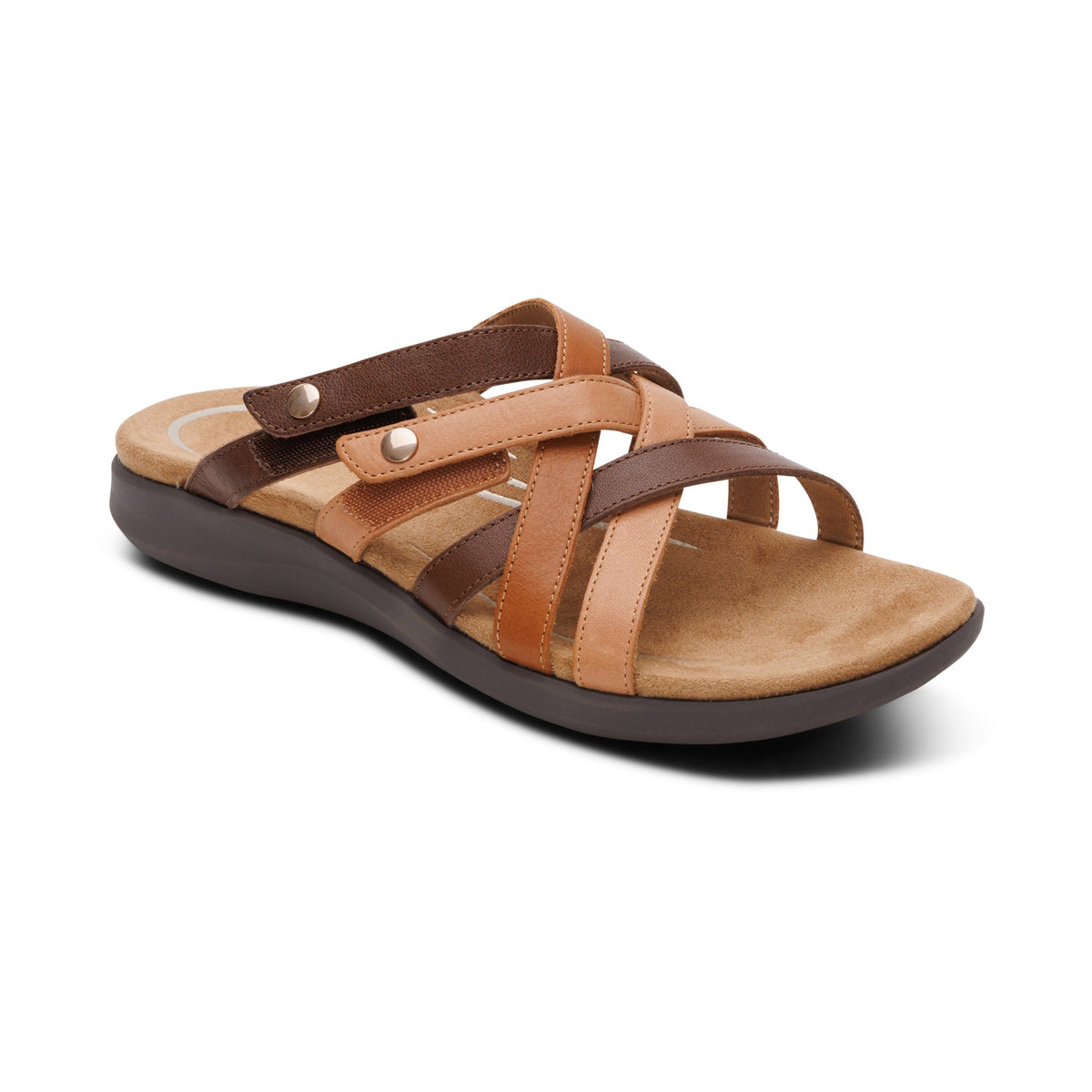Aetrex Kasey Adjustable Slide Sandal - Tan Multi