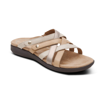 Aetrex Kasey Adjustable Slide Sandal - Off White