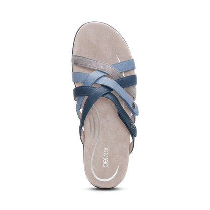 Aetrex Kasey Adjustable Slide Sandal - Blue Multi