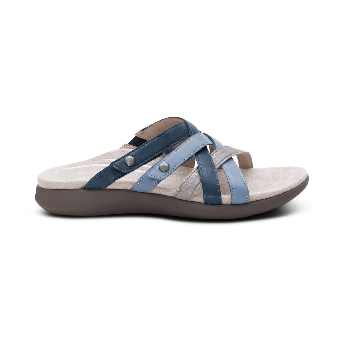 Aetrex Kasey Adjustable Slide Sandal - Blue Multi
