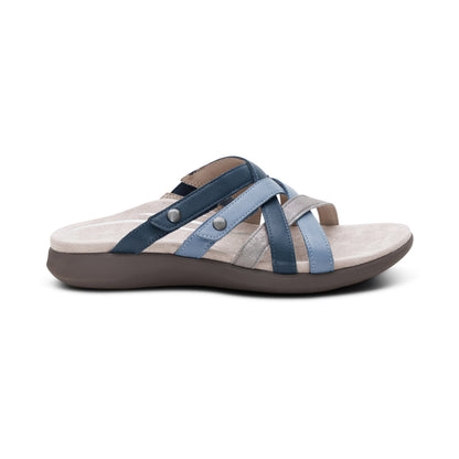 Aetrex Kasey Adjustable Slide Sandal - Blue Multi