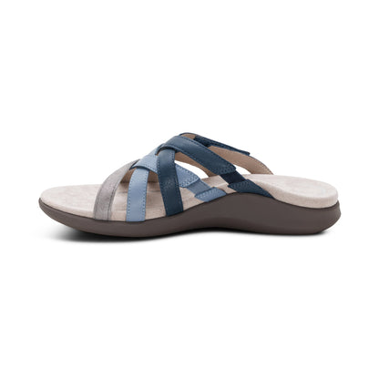 Aetrex Kasey Adjustable Slide Sandal - Blue Multi