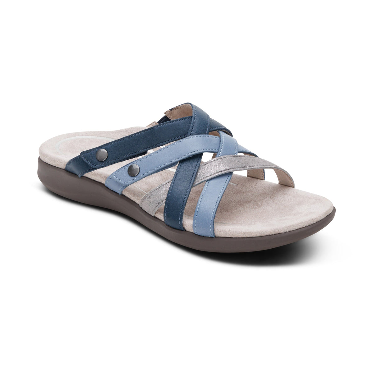 Aetrex Kasey Adjustable Slide Sandal - Blue Multi