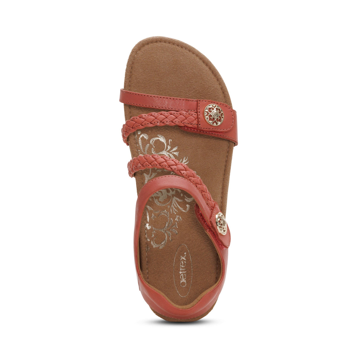 Aetrex Jillian Braided Quarter Strap Sandal - Antique Rose
