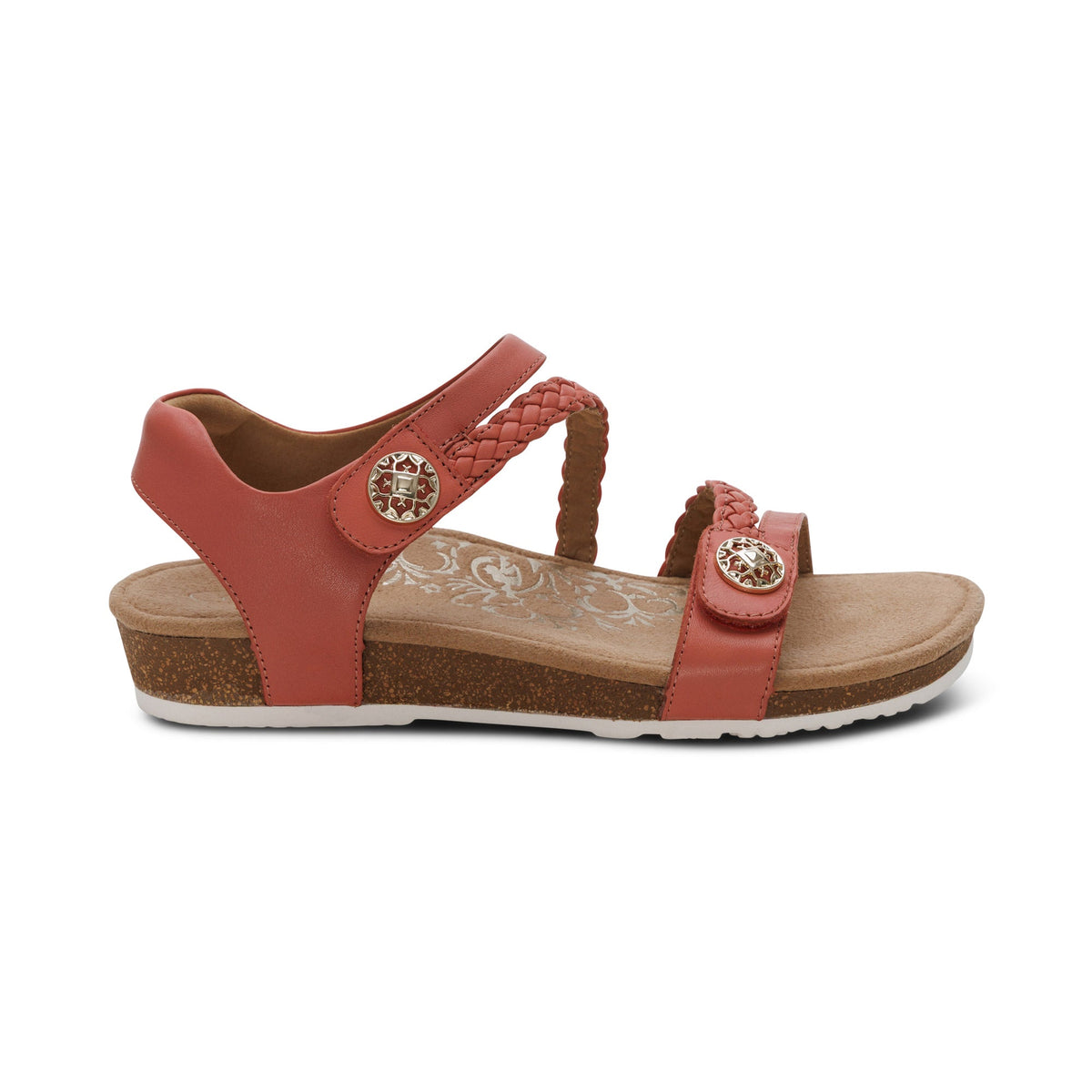 Aetrex Jillian Braided Quarter Strap Sandal - Antique Rose
