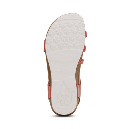 Aetrex Jillian Braided Quarter Strap Sandal - Antique Rose
