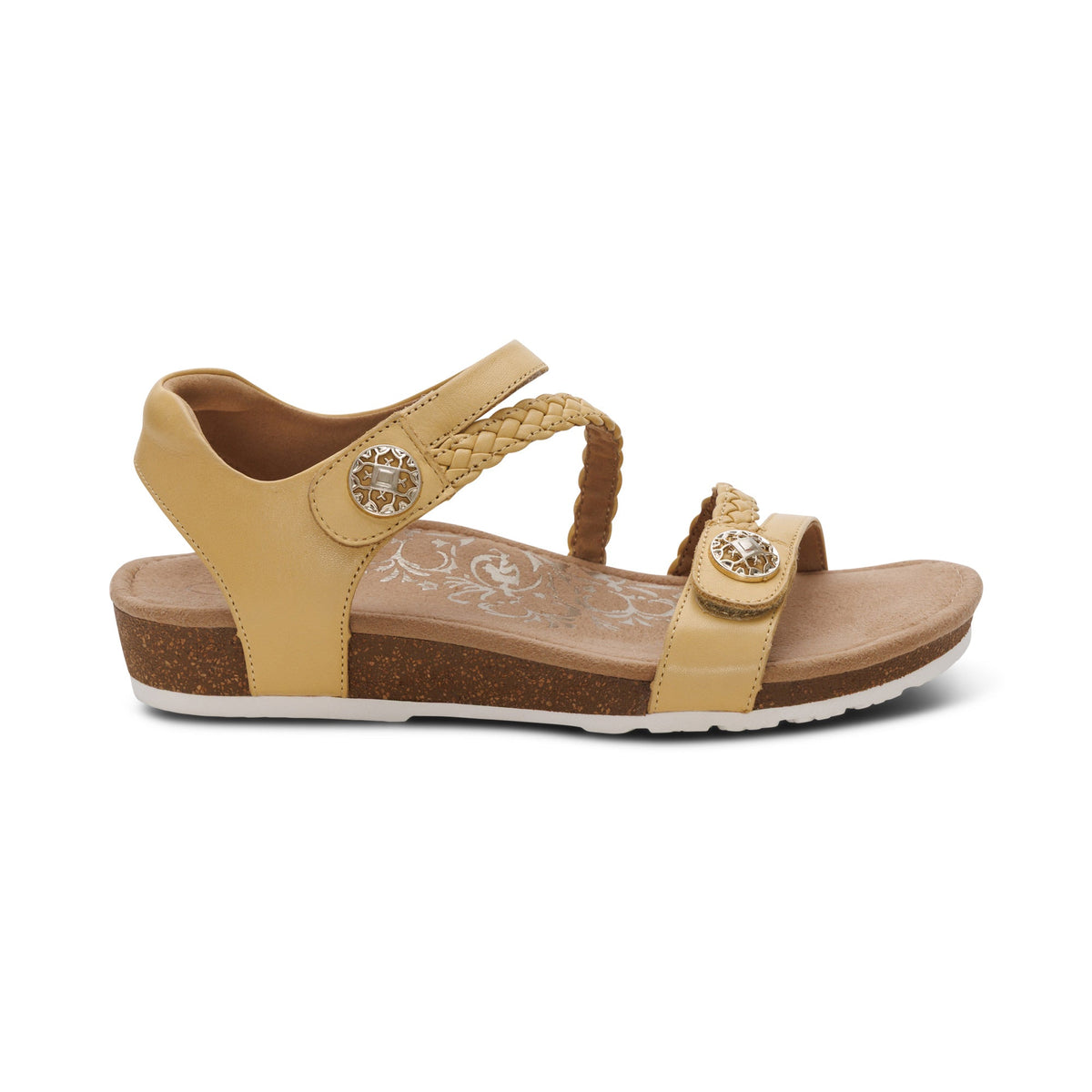 Aetrex Jillian Braided Quarter Strap Sandal - Butter