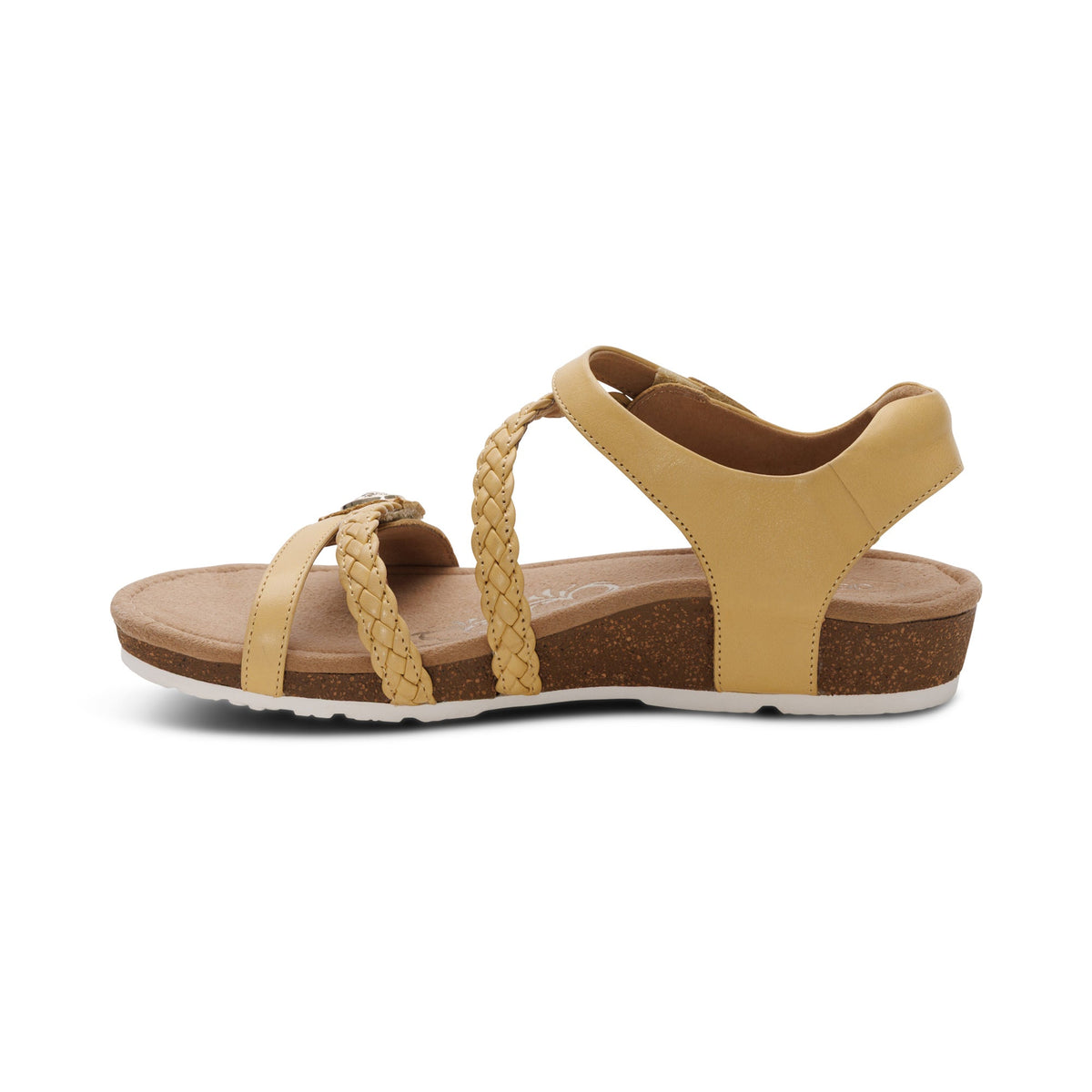 Aetrex Jillian Braided Quarter Strap Sandal - Butter