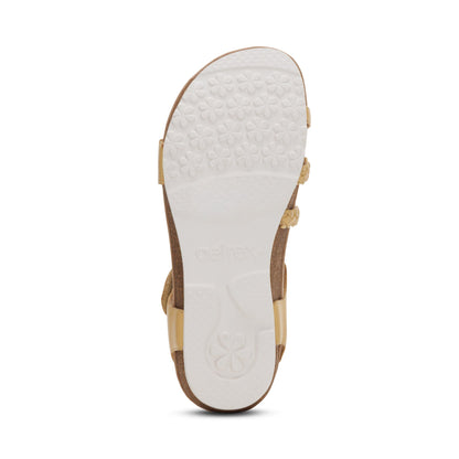 Aetrex Jillian Braided Quarter Strap Sandal - Butter