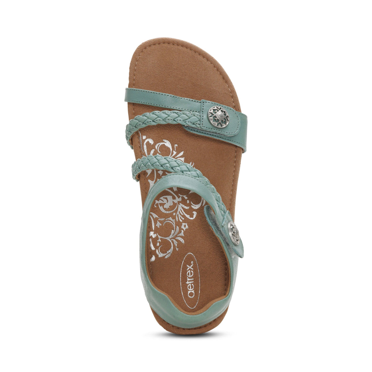 Aetrex Jillian Braided Quarter Strap Sandal - Sage